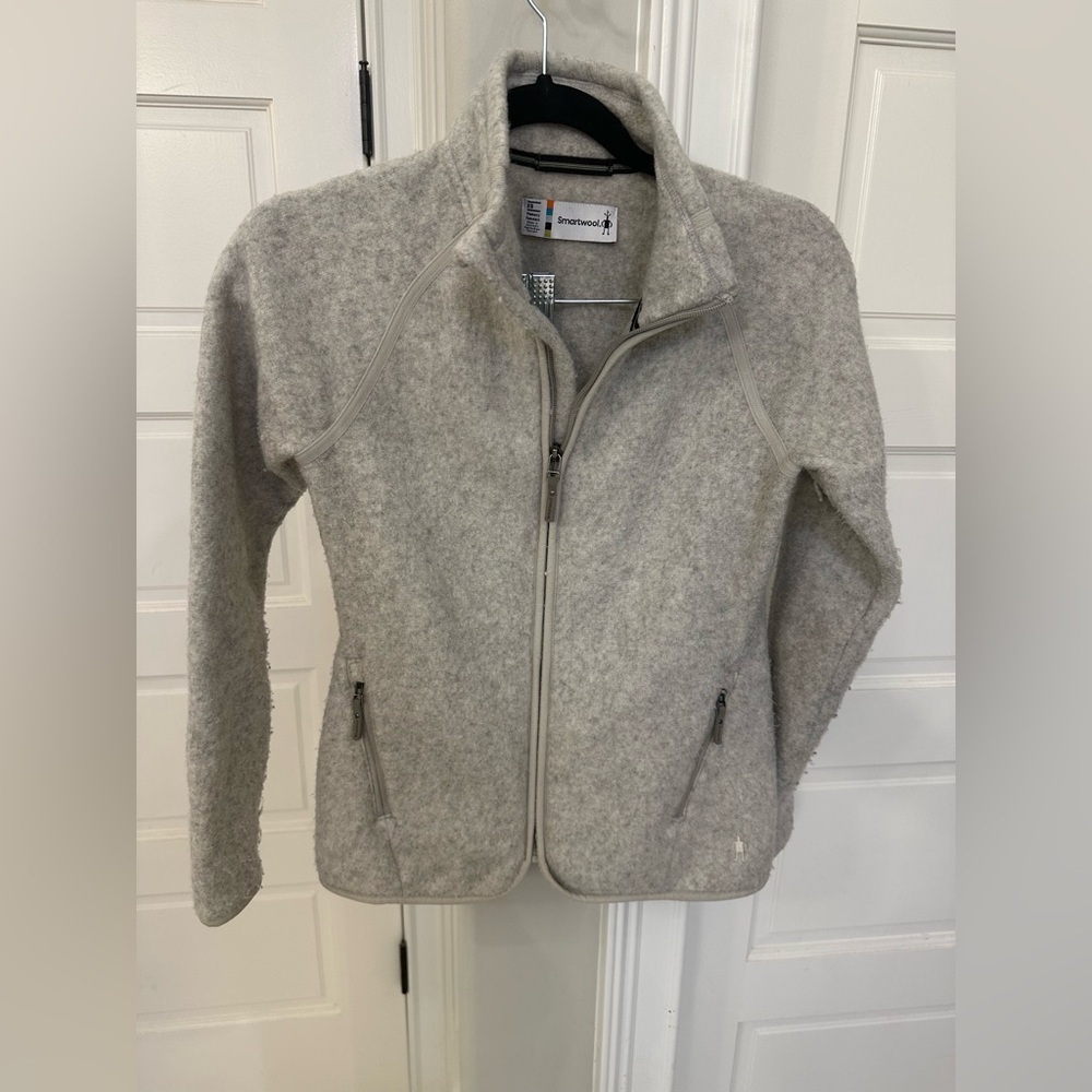 Smartwool Hudson Trail Fleece Full Zip Jacket Womens XS Gray Wool Blend Gorpcore